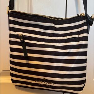 Kate Spade Black and White Striped Crossbody Bag